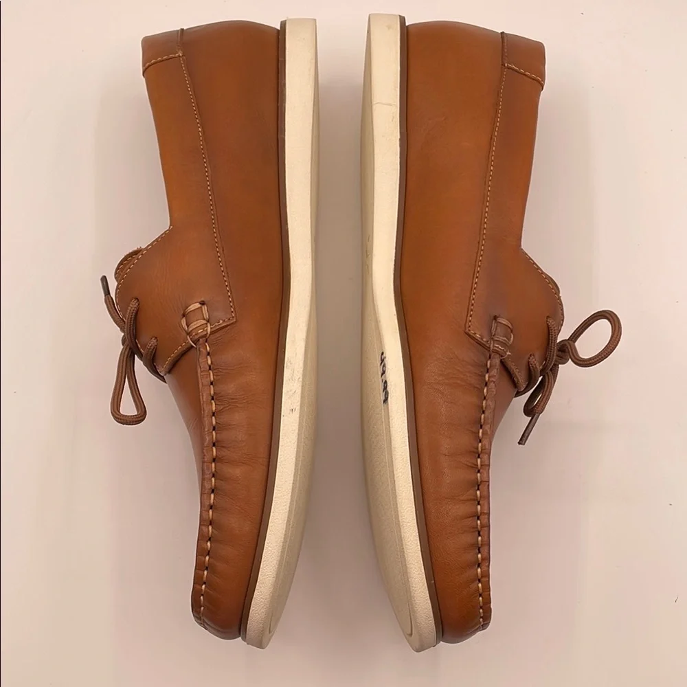 Section X Brown Leather Boat Shoes Classic Moccasin Tie Style Size 13